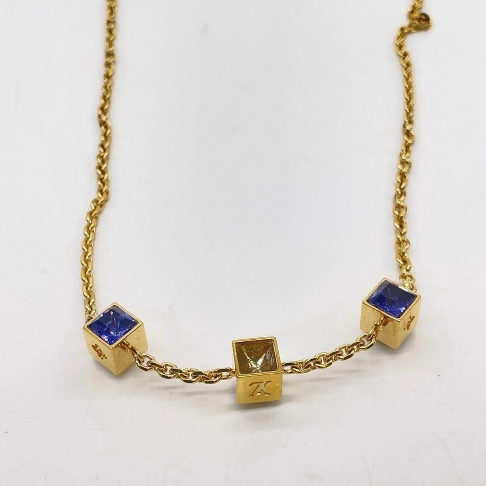Louis Vuitton Collier Gamble Gold Purple Necklace